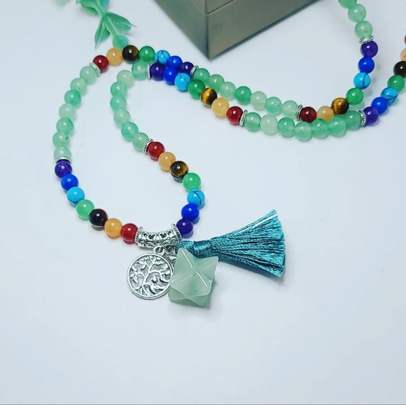 Green Aventurine, 7 Chakra Crystals Maja 108 beads necklace - Picture 2 of 5